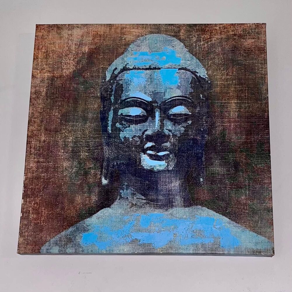Buddha canvas print blue
